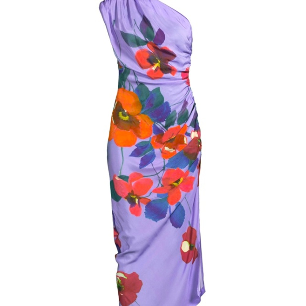 Smythe Lilac One-Shoulder Floral Midi Dress - Picture 2 of 7